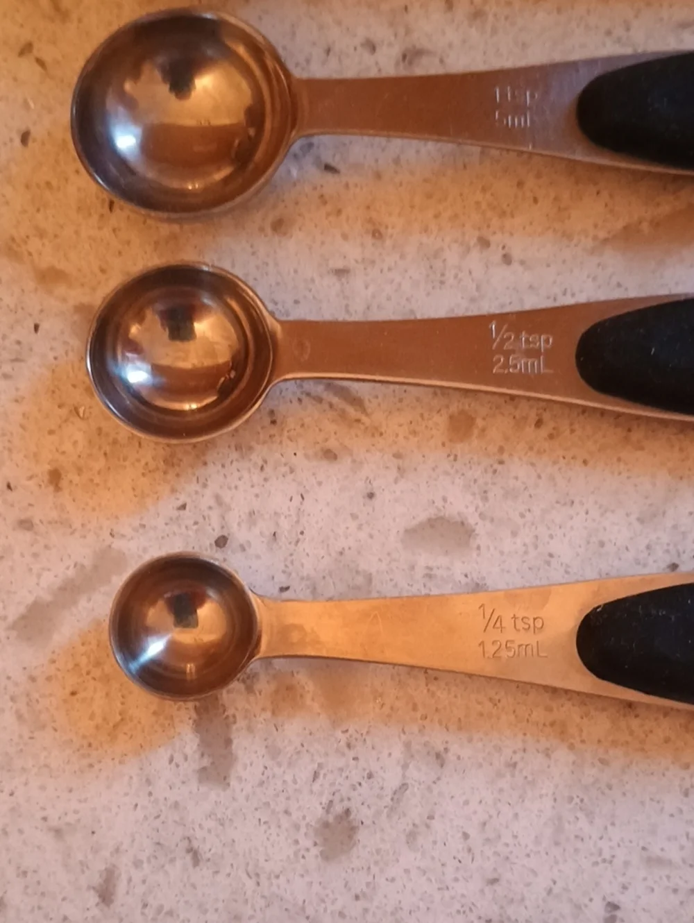 Stainless Steel Measuring Spoon Set with Black Handles - 5pc